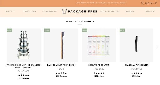 You can purchase zero waste household items from the Package Free online store