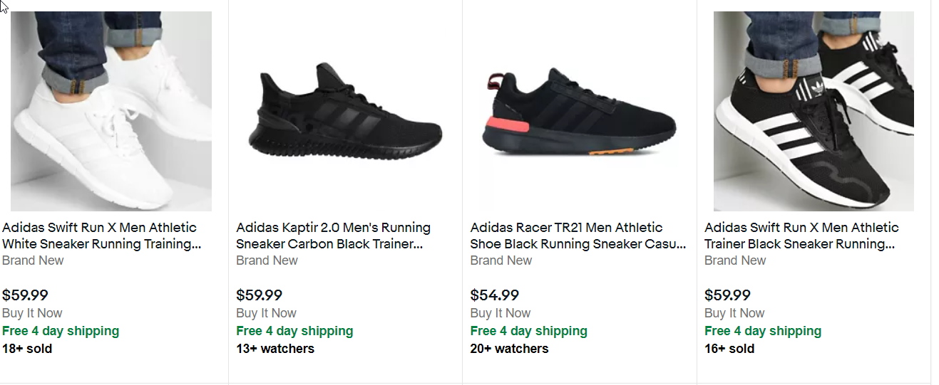 Adidas shoes listed on eBay