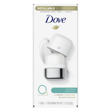 Dove Refillable Deodorant 0% Aluminum Sensitive Starter Kit